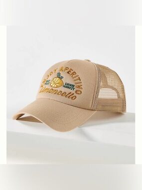 New Worn/West Limoncello Beige And Gold Trucker Hat From Anthropologie